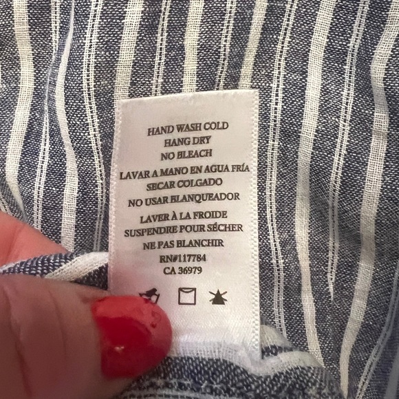 RAILS Jasmine Tibet Striped Linen Smocked Dress Long Sleeve Revolve - Picture 10 of 10